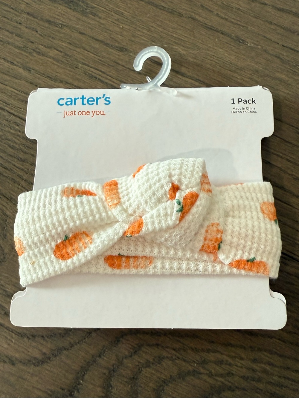 Carter's Pumpkin White & Orange Print Baby Knot Headband